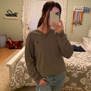 Vintage Green/Gray V-neck Sweater